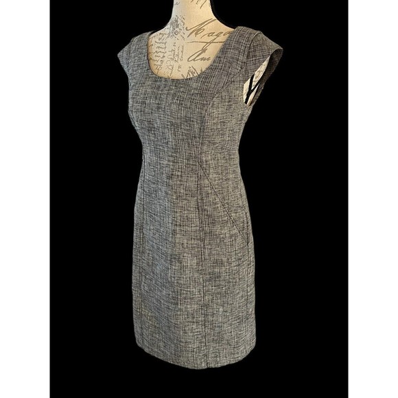 Ann Taylor Women’s Dress Sz 0 Grey Denim Look Sheath Cap Sleeve 3/4 Zipper - Picture 4 of 10